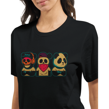 🙈🙉🙊 But make it MADD 🐼 The wise pandas say: Don’t see the hate. Don’t hear the noise. Don’t speak the fear. Just vibe. MADDPANDA Limited Edition T-Shirt – Soft Cotton Unisex Tee - maddpanda