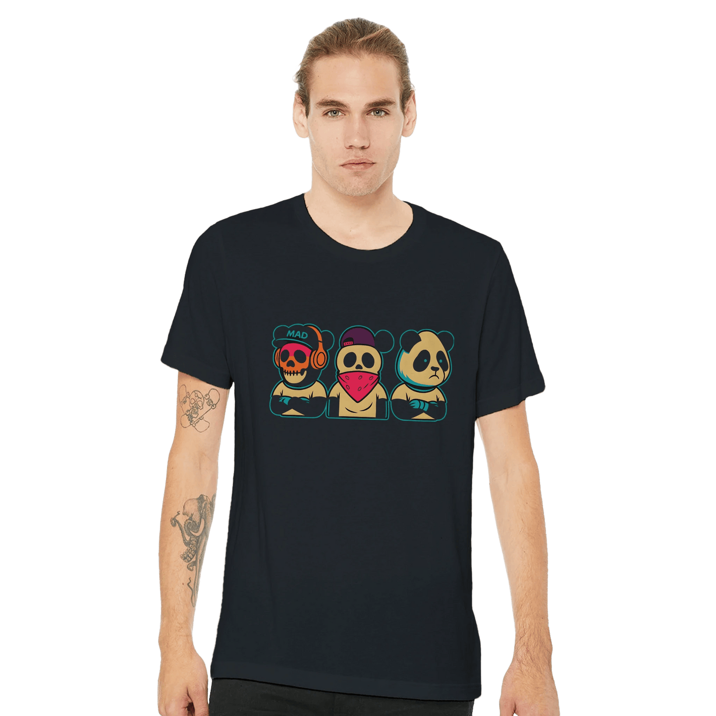 🙈🙉🙊 But make it MADD 🐼 The wise pandas say: Don’t see the hate. Don’t hear the noise. Don’t speak the fear. Just vibe. MADDPANDA Limited Edition T-Shirt – Soft Cotton Unisex Tee - maddpanda